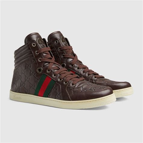 gucci high top mens|Gucci leather high top sneaker.